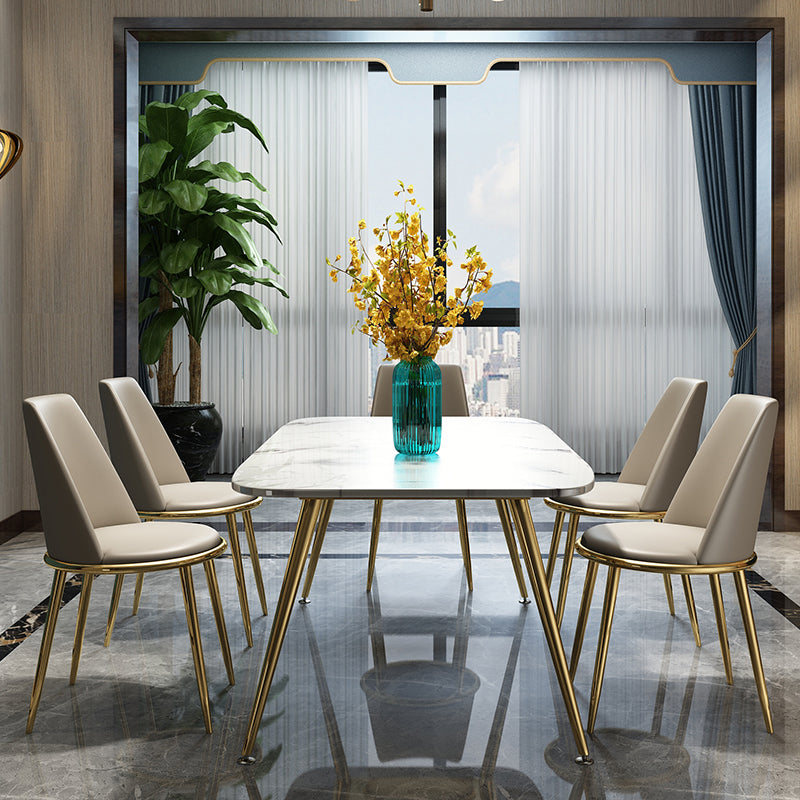 Metal Contemporary Rectangular Table Sintered Stone Dining Table with 4 Legs Clearhalo ' dining_table' 'Dining Tables & Seating' 'Dining Tables' 'furn' 'furn_dining_table' 'Furniture' 'furniture_dining_table' 'Kitchen & Dining Furniture' 'kitchen&dining_furn' 'kitchen' 'kitchen_dining_table' 3649162