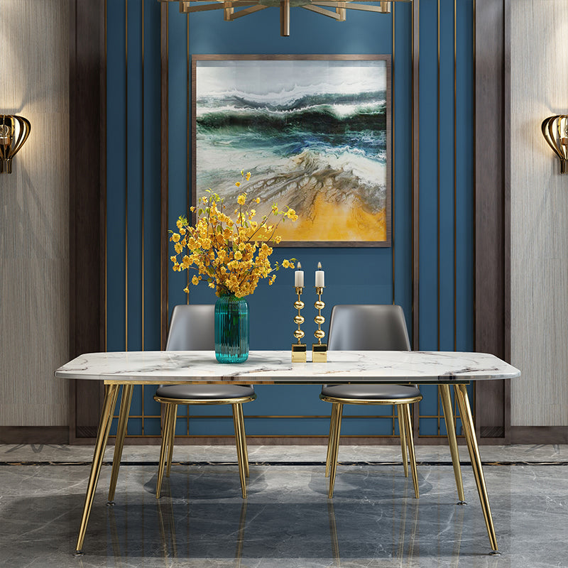 Metal Contemporary Rectangular Table Sintered Stone Dining Table with 4 Legs Clearhalo ' dining_table' 'Dining Tables & Seating' 'Dining Tables' 'furn' 'furn_dining_table' 'Furniture' 'furniture_dining_table' 'Kitchen & Dining Furniture' 'kitchen&dining_furn' 'kitchen' 'kitchen_dining_table' 3649163