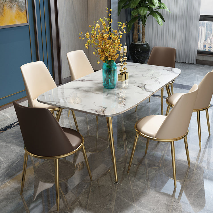 Metal Contemporary Rectangular Table Sintered Stone Dining Table with 4 Legs Clearhalo ' dining_table' 'Dining Tables & Seating' 'Dining Tables' 'furn' 'furn_dining_table' 'Furniture' 'furniture_dining_table' 'Kitchen & Dining Furniture' 'kitchen&dining_furn' 'kitchen' 'kitchen_dining_table' 3649165