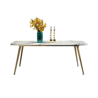 Metal Contemporary Rectangular Table Sintered Stone Dining Table with 4 Legs Without Chairs Clearhalo ' dining_table' 'Dining Tables & Seating' 'Dining Tables' 'furn' 'furn_dining_table' 'Furniture' 'furniture_dining_table' 'Kitchen & Dining Furniture' 'kitchen&dining_furn' 'kitchen' 'kitchen_dining_table' 3649166