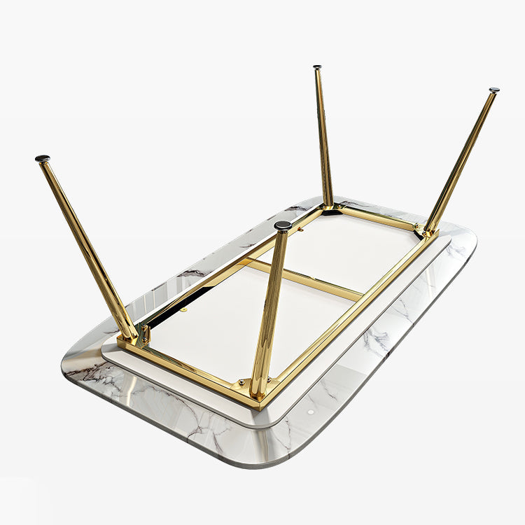 Metal Contemporary Rectangular Table Sintered Stone Dining Table with 4 Legs Clearhalo ' dining_table' 'Dining Tables & Seating' 'Dining Tables' 'furn' 'furn_dining_table' 'Furniture' 'furniture_dining_table' 'Kitchen & Dining Furniture' 'kitchen&dining_furn' 'kitchen' 'kitchen_dining_table' 3649170