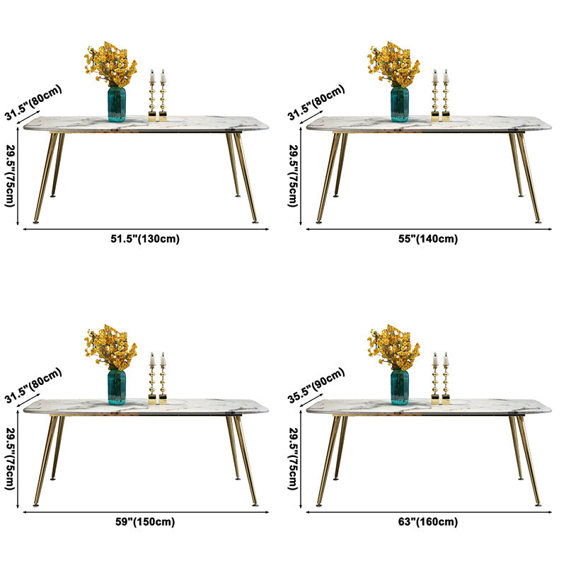 Metal Contemporary Rectangular Table Sintered Stone Dining Table with 4 Legs Clearhalo ' dining_table' 'Dining Tables & Seating' 'Dining Tables' 'furn' 'furn_dining_table' 'Furniture' 'furniture_dining_table' 'Kitchen & Dining Furniture' 'kitchen&dining_furn' 'kitchen' 'kitchen_dining_table' 3649171