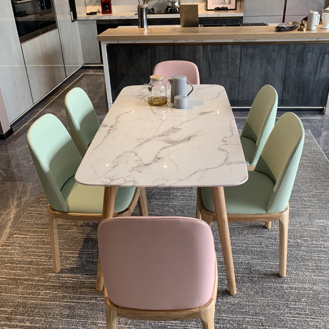 Modern Style Sintered Stone Dining Table Rectangle Table with 4 Wood Legs for Home Clearhalo ' dining_table' 'Dining Tables & Seating' 'Dining Tables' 'furn' 'furn_dining_table' 'Furniture' 'furniture_dining_table' 'Kitchen & Dining Furniture' 'kitchen&dining_furn' 'kitchen' 'kitchen_dining_table' 3649176