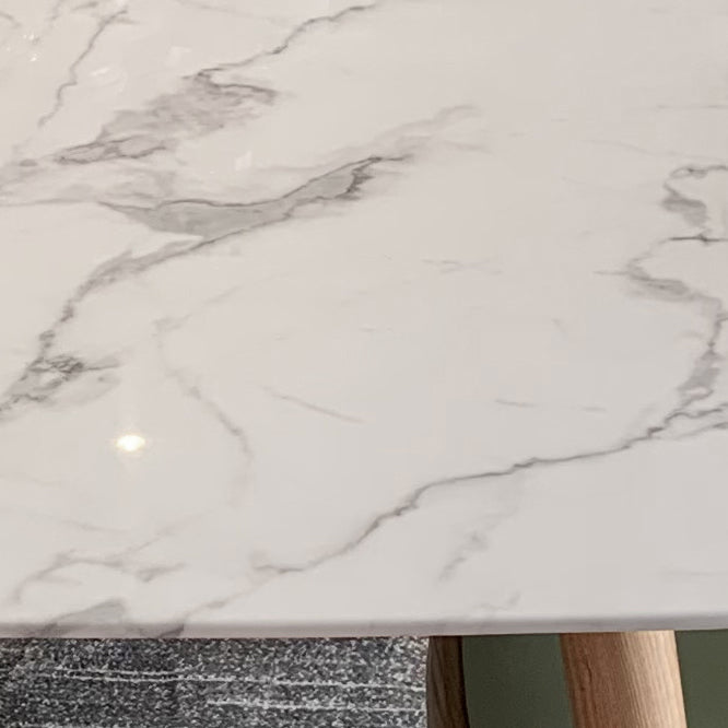 Modern Style Sintered Stone Dining Table Rectangle Table with 4 Wood Legs for Home Clearhalo ' dining_table' 'Dining Tables & Seating' 'Dining Tables' 'furn' 'furn_dining_table' 'Furniture' 'furniture_dining_table' 'Kitchen & Dining Furniture' 'kitchen&dining_furn' 'kitchen' 'kitchen_dining_table' 3649179