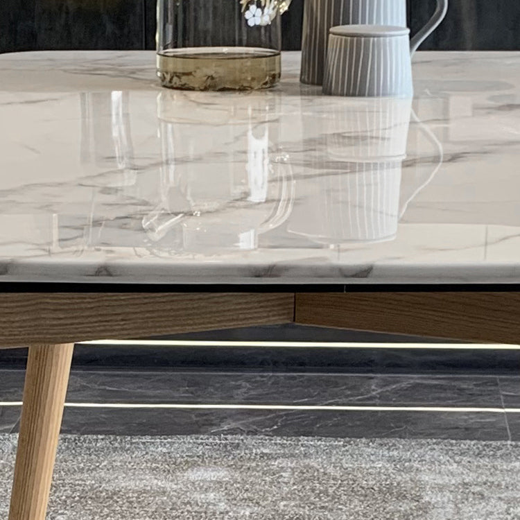 Modern Style Sintered Stone Dining Table Rectangle Table with 4 Wood Legs for Home Clearhalo ' dining_table' 'Dining Tables & Seating' 'Dining Tables' 'furn' 'furn_dining_table' 'Furniture' 'furniture_dining_table' 'Kitchen & Dining Furniture' 'kitchen&dining_furn' 'kitchen' 'kitchen_dining_table' 3649180