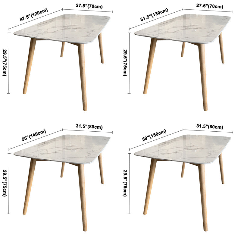 Modern Style Sintered Stone Dining Table Rectangle Table with 4 Wood Legs for Home Clearhalo ' dining_table' 'Dining Tables & Seating' 'Dining Tables' 'furn' 'furn_dining_table' 'Furniture' 'furniture_dining_table' 'Kitchen & Dining Furniture' 'kitchen&dining_furn' 'kitchen' 'kitchen_dining_table' 3649182
