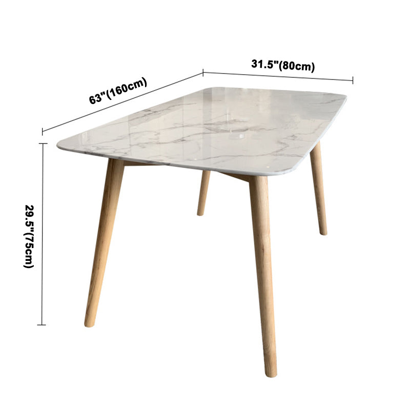 Modern Style Sintered Stone Dining Table Rectangle Table with 4 Wood Legs for Home Clearhalo ' dining_table' 'Dining Tables & Seating' 'Dining Tables' 'furn' 'furn_dining_table' 'Furniture' 'furniture_dining_table' 'Kitchen & Dining Furniture' 'kitchen&dining_furn' 'kitchen' 'kitchen_dining_table' 3649183