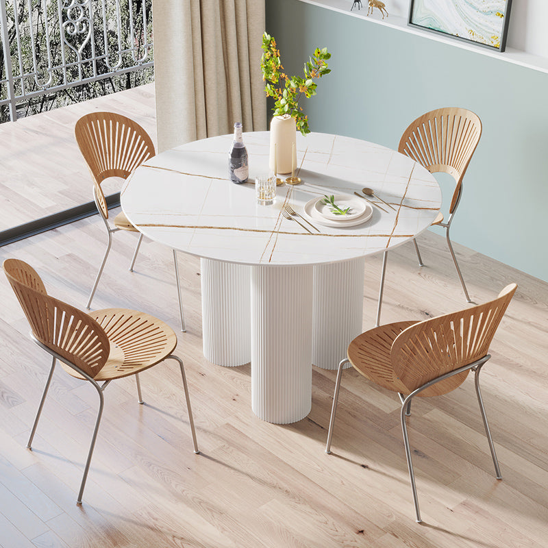 Contemporary Style Round 3 Legs Dining Table Stone Home Furniture for Indoor Beige Without Chairs Clearhalo ' dining_table' 'Dining Tables & Seating' 'Dining Tables' 'furn' 'furn_dining_table' 'Furniture' 'furniture_dining_table' 'Kitchen & Dining Furniture' 'kitchen&dining_furn' 'kitchen' 'kitchen_dining_table' 3649187