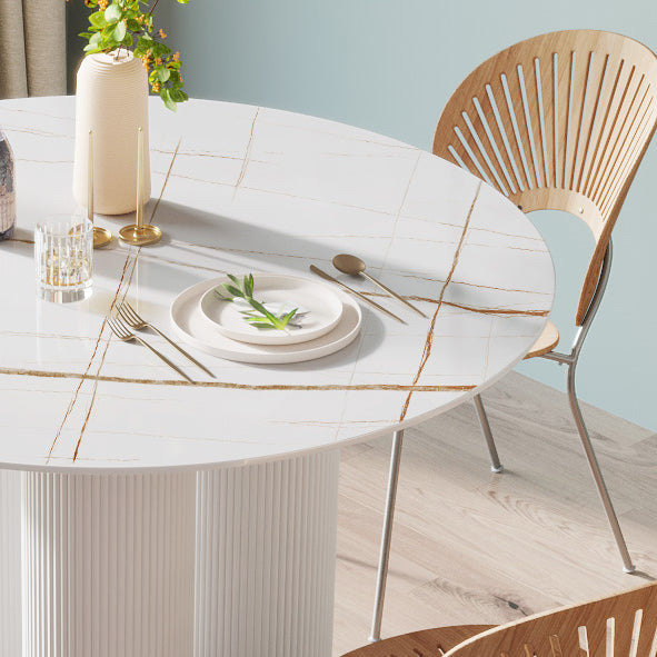 Contemporary Style Round 3 Legs Dining Table Stone Home Furniture for Indoor Clearhalo ' dining_table' 'Dining Tables & Seating' 'Dining Tables' 'furn' 'furn_dining_table' 'Furniture' 'furniture_dining_table' 'Kitchen & Dining Furniture' 'kitchen&dining_furn' 'kitchen' 'kitchen_dining_table' 3649189