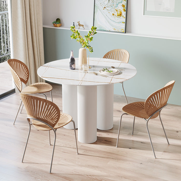 Contemporary Style Round 3 Legs Dining Table Stone Home Furniture for Indoor Clearhalo ' dining_table' 'Dining Tables & Seating' 'Dining Tables' 'furn' 'furn_dining_table' 'Furniture' 'furniture_dining_table' 'Kitchen & Dining Furniture' 'kitchen&dining_furn' 'kitchen' 'kitchen_dining_table' 3649191