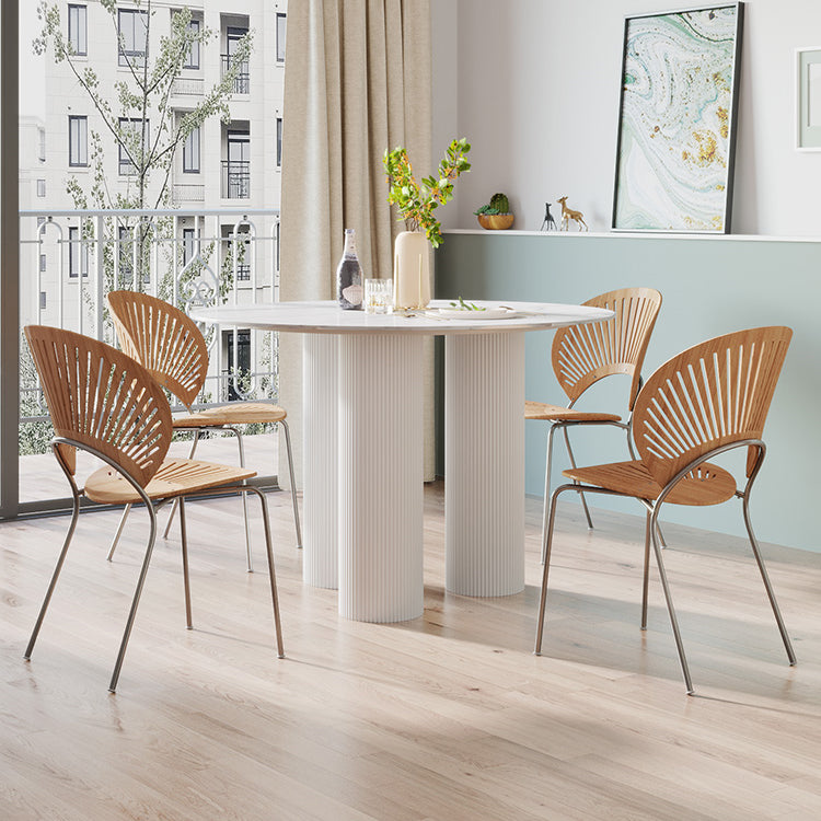 Contemporary Style Round 3 Legs Dining Table Stone Home Furniture for Indoor Clearhalo ' dining_table' 'Dining Tables & Seating' 'Dining Tables' 'furn' 'furn_dining_table' 'Furniture' 'furniture_dining_table' 'Kitchen & Dining Furniture' 'kitchen&dining_furn' 'kitchen' 'kitchen_dining_table' 3649192