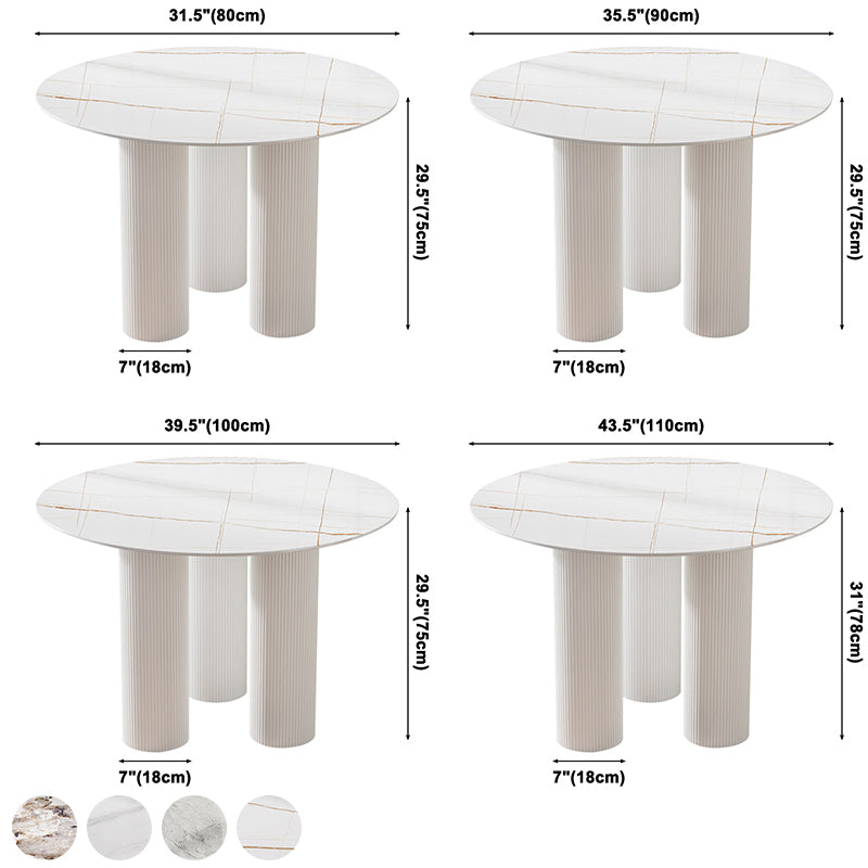 Contemporary Style Round 3 Legs Dining Table Stone Home Furniture for Indoor Clearhalo ' dining_table' 'Dining Tables & Seating' 'Dining Tables' 'furn' 'furn_dining_table' 'Furniture' 'furniture_dining_table' 'Kitchen & Dining Furniture' 'kitchen&dining_furn' 'kitchen' 'kitchen_dining_table' 3649193