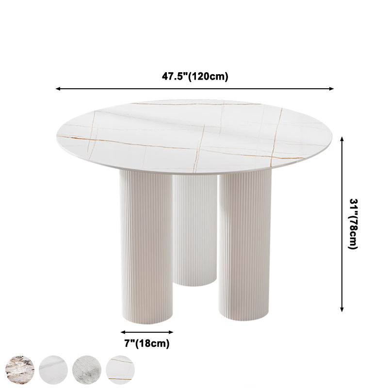 Contemporary Style Round 3 Legs Dining Table Stone Home Furniture for Indoor Clearhalo ' dining_table' 'Dining Tables & Seating' 'Dining Tables' 'furn' 'furn_dining_table' 'Furniture' 'furniture_dining_table' 'Kitchen & Dining Furniture' 'kitchen&dining_furn' 'kitchen' 'kitchen_dining_table' 3649194