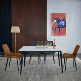 Contemporary White Standard Dining Table Sintered Stone Rectangle Shape Dining Table for Kitchen Clearhalo ' dining_table' 'Dining Tables & Seating' 'Dining Tables' 'furn' 'furn_dining_table' 'Furniture' 'furniture_dining_table' 'Kitchen & Dining Furniture' 'kitchen&dining_furn' 'kitchen' 'kitchen_dining_table' 3649196