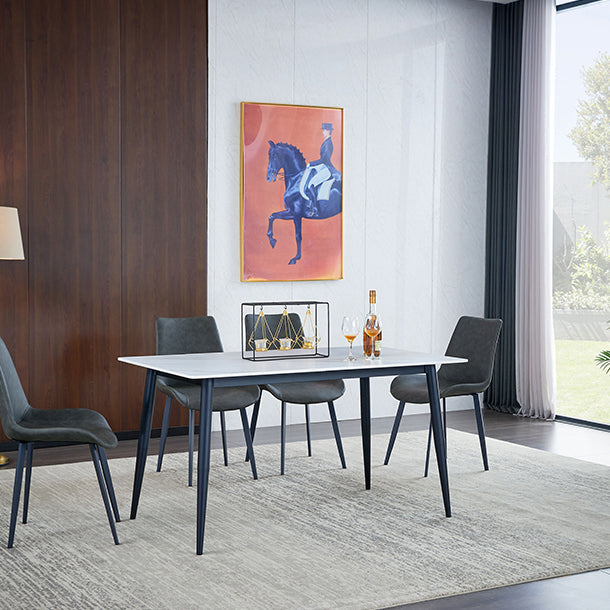 Contemporary White Standard Dining Table Sintered Stone Rectangle Shape Dining Table for Kitchen Clearhalo ' dining_table' 'Dining Tables & Seating' 'Dining Tables' 'furn' 'furn_dining_table' 'Furniture' 'furniture_dining_table' 'Kitchen & Dining Furniture' 'kitchen&dining_furn' 'kitchen' 'kitchen_dining_table' 3649198
