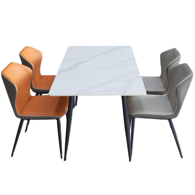 Contemporary White Standard Dining Table Sintered Stone Rectangle Shape Dining Table for Kitchen Clearhalo ' dining_table' 'Dining Tables & Seating' 'Dining Tables' 'furn' 'furn_dining_table' 'Furniture' 'furniture_dining_table' 'Kitchen & Dining Furniture' 'kitchen&dining_furn' 'kitchen' 'kitchen_dining_table' 3649203
