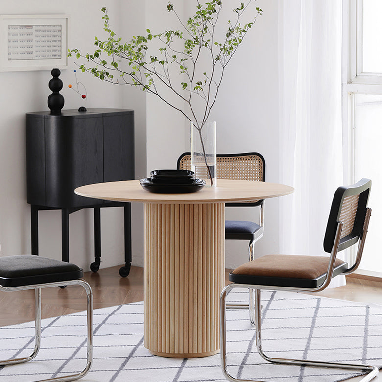 Contemporary Round Dining Table Pine Solid Wood Table with Pedestal Table Clearhalo ' dining_table' 'Dining Tables & Seating' 'Dining Tables' 'furn' 'furn_dining_table' 'Furniture' 'furniture_dining_table' 'Kitchen & Dining Furniture' 'kitchen&dining_furn' 'kitchen' 'kitchen_dining_table' 3649207