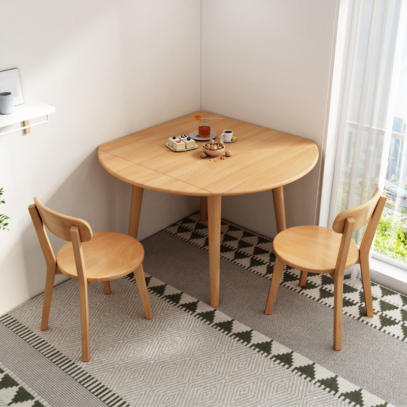Modern Style Solid Wood Dining Table Brown Round Drop-Leaf Table with 4 Legs for Home Clearhalo ' dining_table' 'Dining Tables & Seating' 'Dining Tables' 'furn' 'furn_dining_table' 'Furniture' 'furniture_dining_table' 'Kitchen & Dining Furniture' 'kitchen&dining_furn' 'kitchen' 'kitchen_dining_table' 3649214