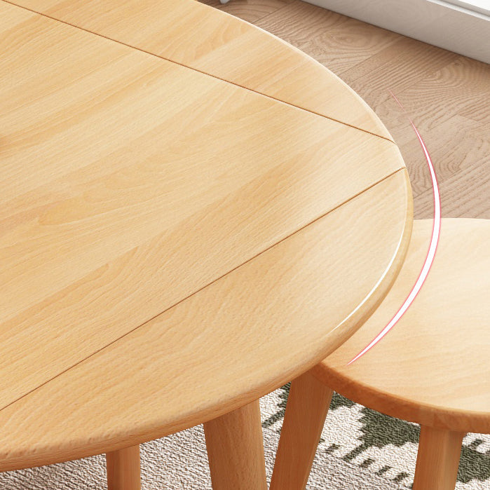 Modern Style Solid Wood Dining Table Brown Round Drop-Leaf Table with 4 Legs for Home Clearhalo ' dining_table' 'Dining Tables & Seating' 'Dining Tables' 'furn' 'furn_dining_table' 'Furniture' 'furniture_dining_table' 'Kitchen & Dining Furniture' 'kitchen&dining_furn' 'kitchen' 'kitchen_dining_table' 3649218