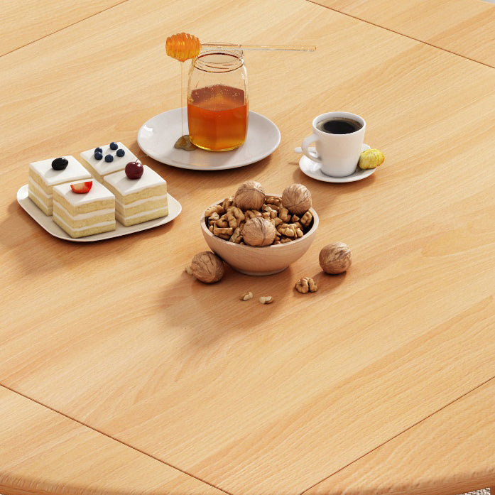 Modern Style Solid Wood Dining Table Brown Round Drop-Leaf Table with 4 Legs for Home Clearhalo ' dining_table' 'Dining Tables & Seating' 'Dining Tables' 'furn' 'furn_dining_table' 'Furniture' 'furniture_dining_table' 'Kitchen & Dining Furniture' 'kitchen&dining_furn' 'kitchen' 'kitchen_dining_table' 3649219