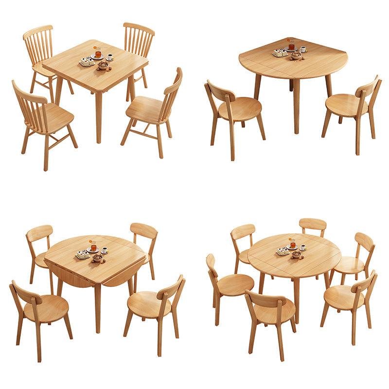 Modern Style Solid Wood Dining Table Brown Round Drop-Leaf Table with 4 Legs for Home Clearhalo ' dining_table' 'Dining Tables & Seating' 'Dining Tables' 'furn' 'furn_dining_table' 'Furniture' 'furniture_dining_table' 'Kitchen & Dining Furniture' 'kitchen&dining_furn' 'kitchen' 'kitchen_dining_table' 3649224