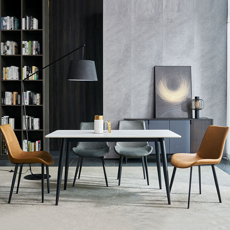 Metal Modern Rectangle Table Sintered Stone Table for Kitchen and Dining Room Clearhalo ' dining_table' 'Dining Tables & Seating' 'Dining Tables' 'furn' 'furn_dining_table' 'Furniture' 'furniture_dining_table' 'Kitchen & Dining Furniture' 'kitchen&dining_furn' 'kitchen' 'kitchen_dining_table' 3649225