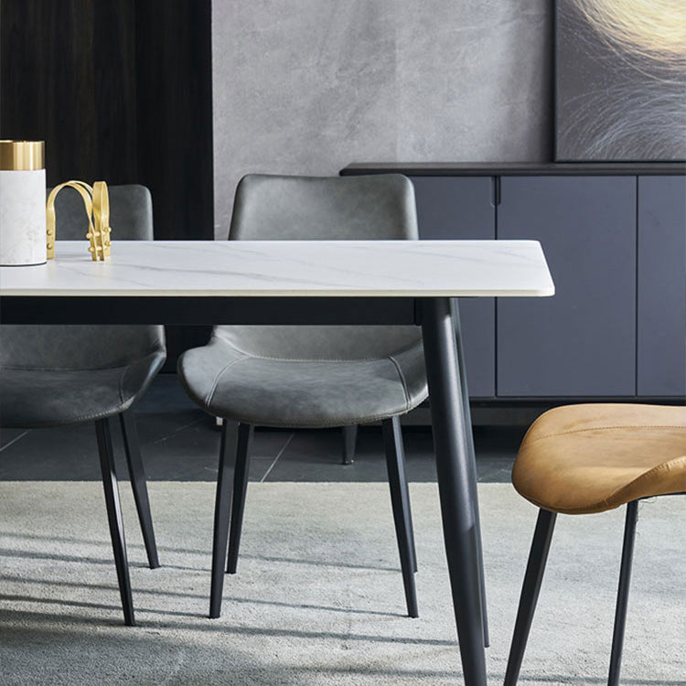 Metal Modern Rectangle Table Sintered Stone Table for Kitchen and Dining Room Clearhalo ' dining_table' 'Dining Tables & Seating' 'Dining Tables' 'furn' 'furn_dining_table' 'Furniture' 'furniture_dining_table' 'Kitchen & Dining Furniture' 'kitchen&dining_furn' 'kitchen' 'kitchen_dining_table' 3649228