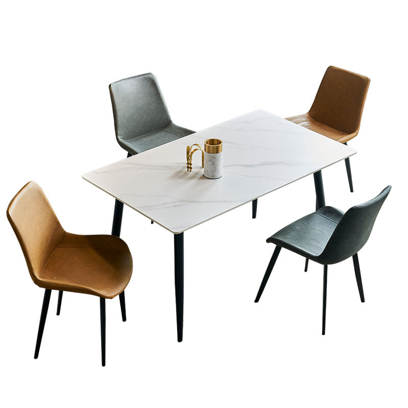 Metal Modern Rectangle Table Sintered Stone Table for Kitchen and Dining Room Clearhalo ' dining_table' 'Dining Tables & Seating' 'Dining Tables' 'furn' 'furn_dining_table' 'Furniture' 'furniture_dining_table' 'Kitchen & Dining Furniture' 'kitchen&dining_furn' 'kitchen' 'kitchen_dining_table' 3649233