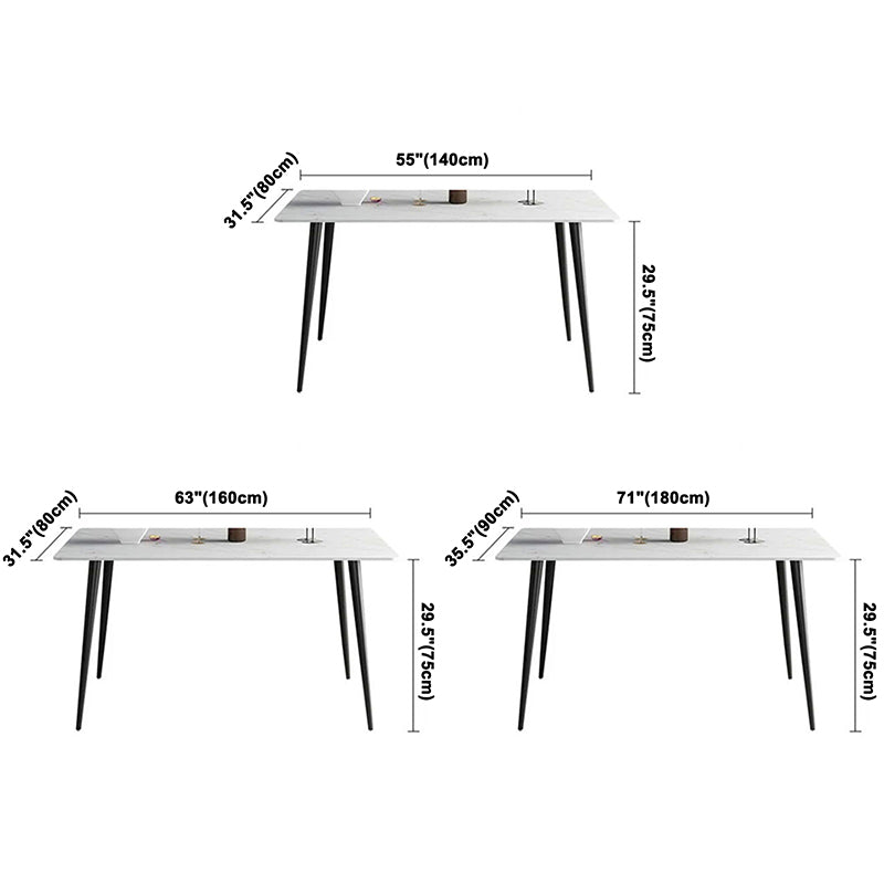 Metal Modern Rectangle Table Sintered Stone Table for Kitchen and Dining Room Clearhalo ' dining_table' 'Dining Tables & Seating' 'Dining Tables' 'furn' 'furn_dining_table' 'Furniture' 'furniture_dining_table' 'Kitchen & Dining Furniture' 'kitchen&dining_furn' 'kitchen' 'kitchen_dining_table' 3649234