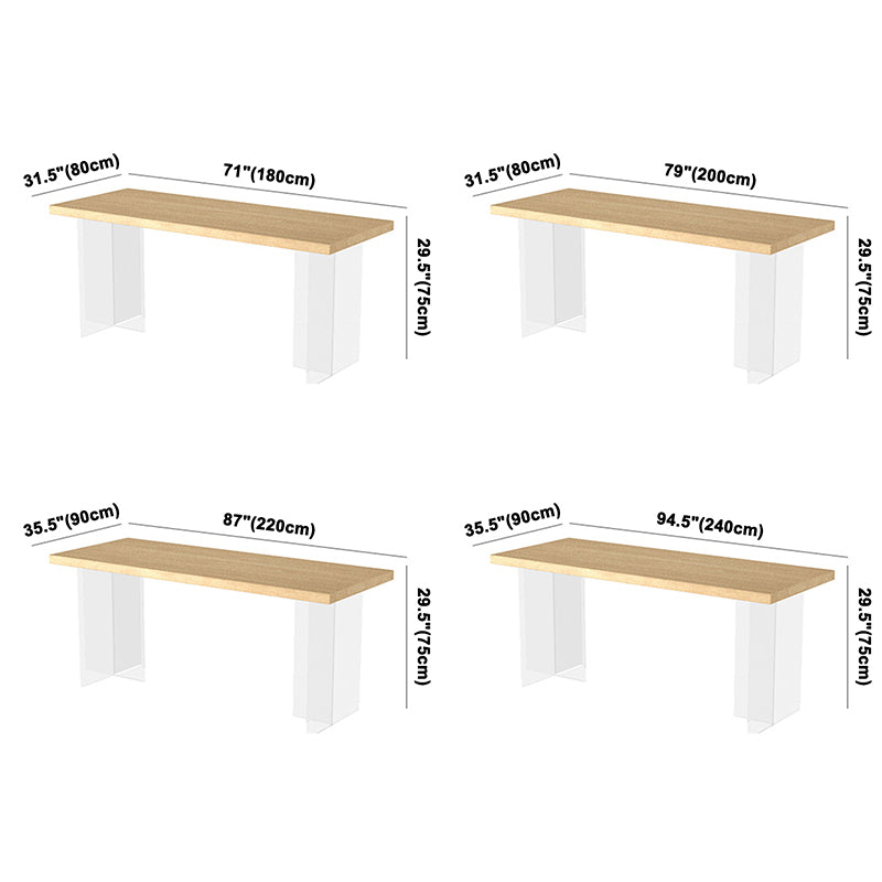 Modern Style Solid Wood Dining Table Brown Rectangle Table with Acrylic Base Clearhalo ' dining_table' 'Dining Tables & Seating' 'Dining Tables' 'furn' 'furn_dining_table' 'Furniture' 'furniture_dining_table' 'Kitchen & Dining Furniture' 'kitchen&dining_furn' 'kitchen' 'kitchen_dining_table' 3649270