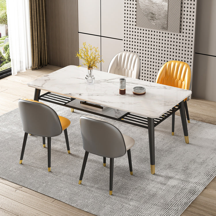 Modern Sintered Stone Top Standard Dining Table Rectangle Shape Dining Table for Kitchen Clearhalo ' dining_table' 'Dining Tables & Seating' 'Dining Tables' 'furn' 'furn_dining_table' 'Furniture' 'furniture_dining_table' 'Kitchen & Dining Furniture' 'kitchen&dining_furn' 'kitchen' 'kitchen_dining_table' 3649279