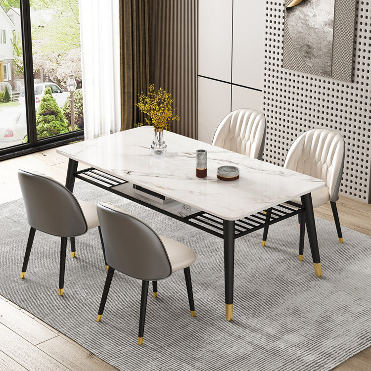 Modern Sintered Stone Top Standard Dining Table Rectangle Shape Dining Table for Kitchen Clearhalo ' dining_table' 'Dining Tables & Seating' 'Dining Tables' 'furn' 'furn_dining_table' 'Furniture' 'furniture_dining_table' 'Kitchen & Dining Furniture' 'kitchen&dining_furn' 'kitchen' 'kitchen_dining_table' 3649280