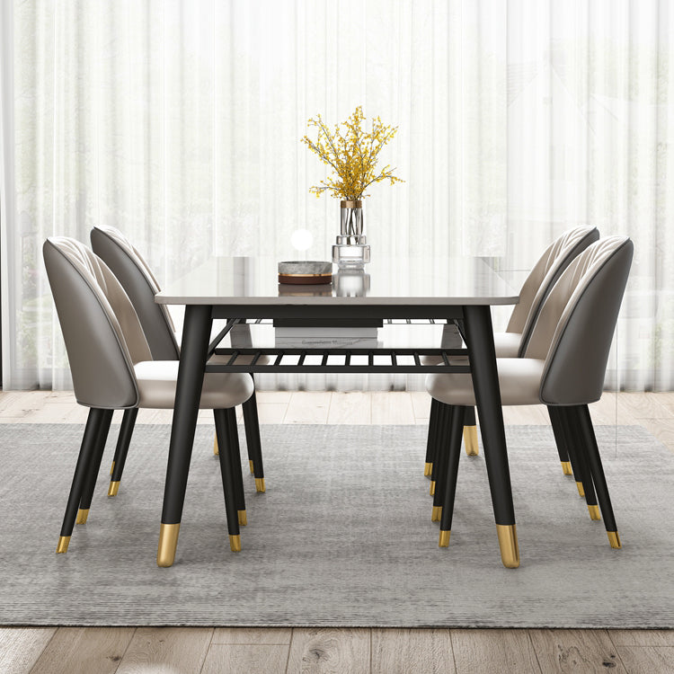 Modern Sintered Stone Top Standard Dining Table Rectangle Shape Dining Table for Kitchen Clearhalo ' dining_table' 'Dining Tables & Seating' 'Dining Tables' 'furn' 'furn_dining_table' 'Furniture' 'furniture_dining_table' 'Kitchen & Dining Furniture' 'kitchen&dining_furn' 'kitchen' 'kitchen_dining_table' 3649281