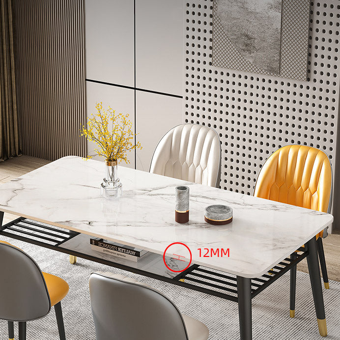Modern Sintered Stone Top Standard Dining Table Rectangle Shape Dining Table for Kitchen Clearhalo ' dining_table' 'Dining Tables & Seating' 'Dining Tables' 'furn' 'furn_dining_table' 'Furniture' 'furniture_dining_table' 'Kitchen & Dining Furniture' 'kitchen&dining_furn' 'kitchen' 'kitchen_dining_table' 3649284
