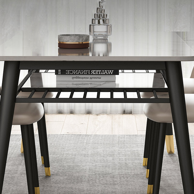 Modern Sintered Stone Top Standard Dining Table Rectangle Shape Dining Table for Kitchen Clearhalo ' dining_table' 'Dining Tables & Seating' 'Dining Tables' 'furn' 'furn_dining_table' 'Furniture' 'furniture_dining_table' 'Kitchen & Dining Furniture' 'kitchen&dining_furn' 'kitchen' 'kitchen_dining_table' 3649285
