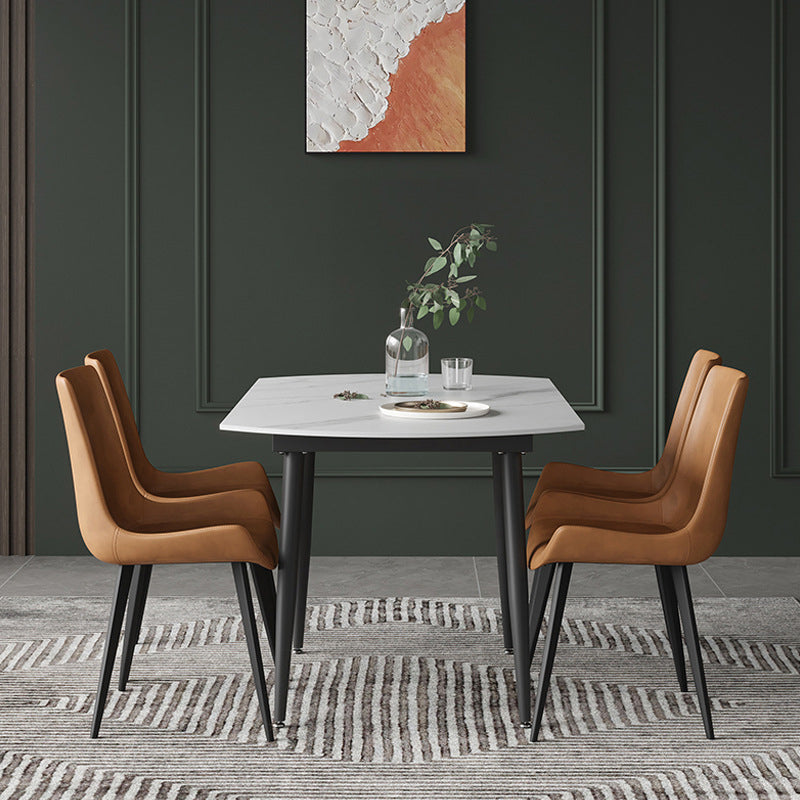Modern Round Dining Table Sintered Stone Dining Table with 4 Black Legs for Home Kitchen Dinner Clearhalo ' dining_table' 'Dining Tables & Seating' 'Dining Tables' 'furn' 'furn_dining_table' 'Furniture' 'furniture_dining_table' 'Kitchen & Dining Furniture' 'kitchen&dining_furn' 'kitchen' 'kitchen_dining_table' 3649294