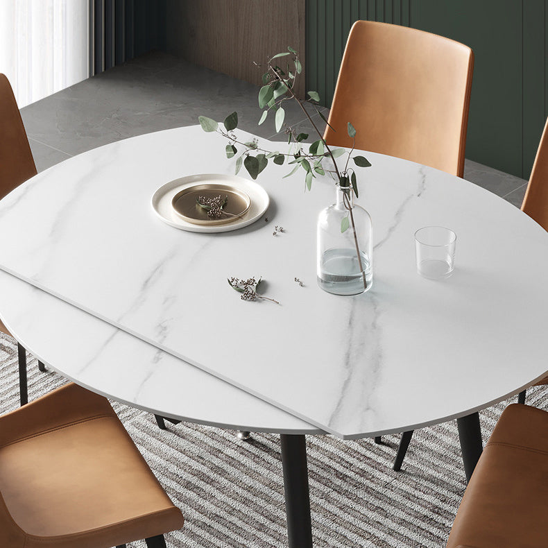 Modern Round Dining Table Sintered Stone Dining Table with 4 Black Legs for Home Kitchen Dinner Clearhalo ' dining_table' 'Dining Tables & Seating' 'Dining Tables' 'furn' 'furn_dining_table' 'Furniture' 'furniture_dining_table' 'Kitchen & Dining Furniture' 'kitchen&dining_furn' 'kitchen' 'kitchen_dining_table' 3649297