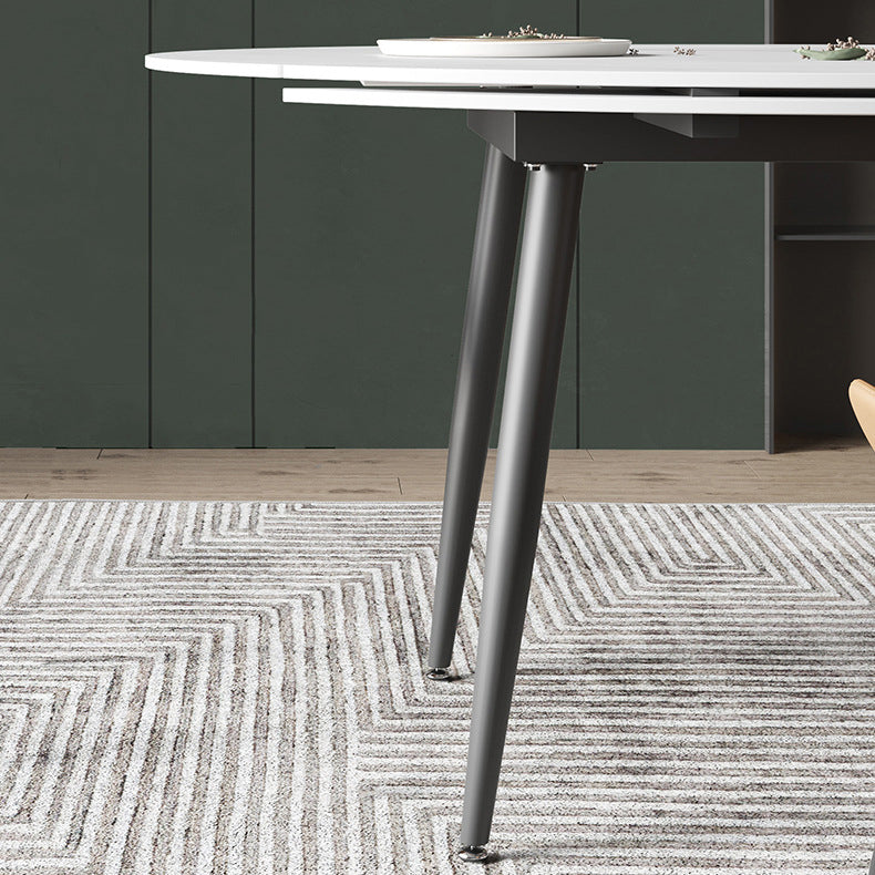 Modern Round Dining Table Sintered Stone Dining Table with 4 Black Legs for Home Kitchen Dinner Clearhalo ' dining_table' 'Dining Tables & Seating' 'Dining Tables' 'furn' 'furn_dining_table' 'Furniture' 'furniture_dining_table' 'Kitchen & Dining Furniture' 'kitchen&dining_furn' 'kitchen' 'kitchen_dining_table' 3649298