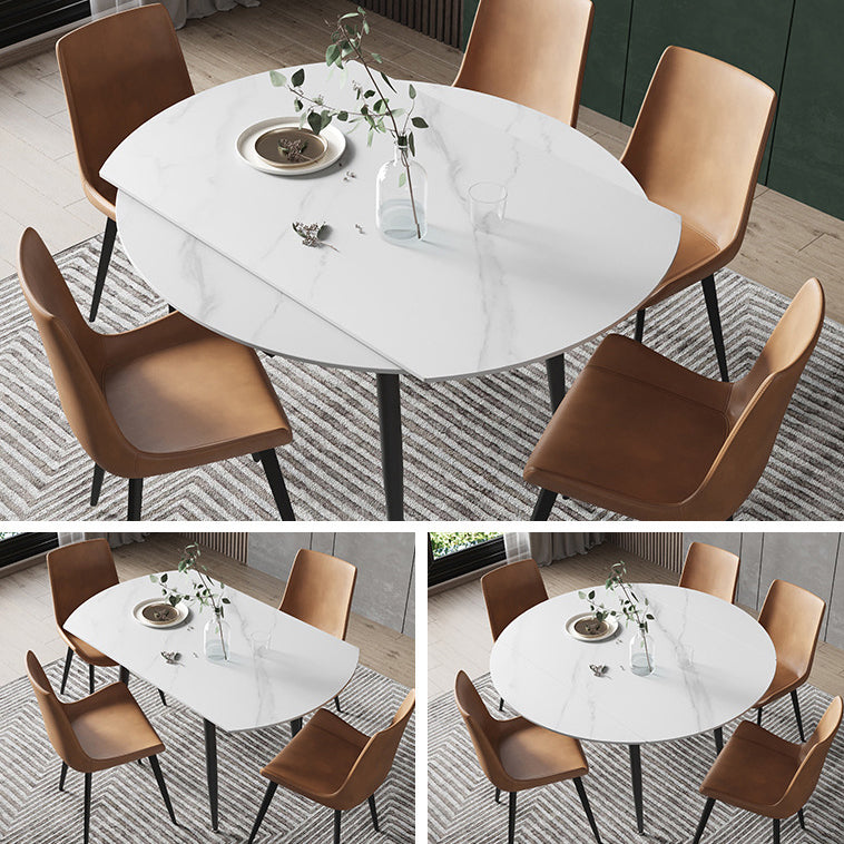 Modern Round Dining Table Sintered Stone Dining Table with 4 Black Legs for Home Kitchen Dinner Clearhalo ' dining_table' 'Dining Tables & Seating' 'Dining Tables' 'furn' 'furn_dining_table' 'Furniture' 'furniture_dining_table' 'Kitchen & Dining Furniture' 'kitchen&dining_furn' 'kitchen' 'kitchen_dining_table' 3649299