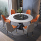 Contemporary Sintered Stone Round Dining Table Kitchen Standard Dining Table with Pedestal Base Gold Without Chairs Clearhalo ' dining_table' 'Dining Tables & Seating' 'Dining Tables' 'furn' 'furn_dining_table' 'Furniture' 'furniture_dining_table' 'Kitchen & Dining Furniture' 'kitchen&dining_furn' 'kitchen' 'kitchen_dining_table' 3649318