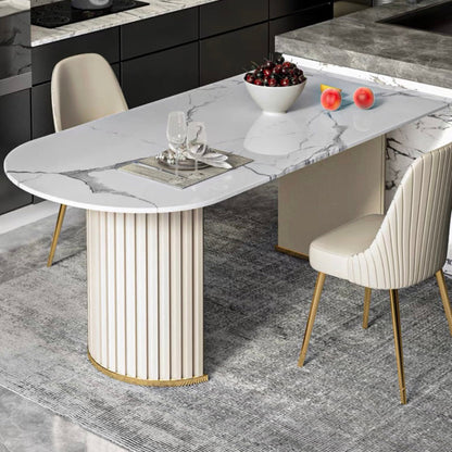 Oval Shape Modern Style Dining Table White Fixed Table with Sintered Stone Without Chairs Clearhalo ' dining_table' 'Dining Tables & Seating' 'Dining Tables' 'furn' 'furn_dining_table' 'Furniture' 'furniture_dining_table' 'Kitchen & Dining Furniture' 'kitchen&dining_furn' 'kitchen' 'kitchen_dining_table' 3649336