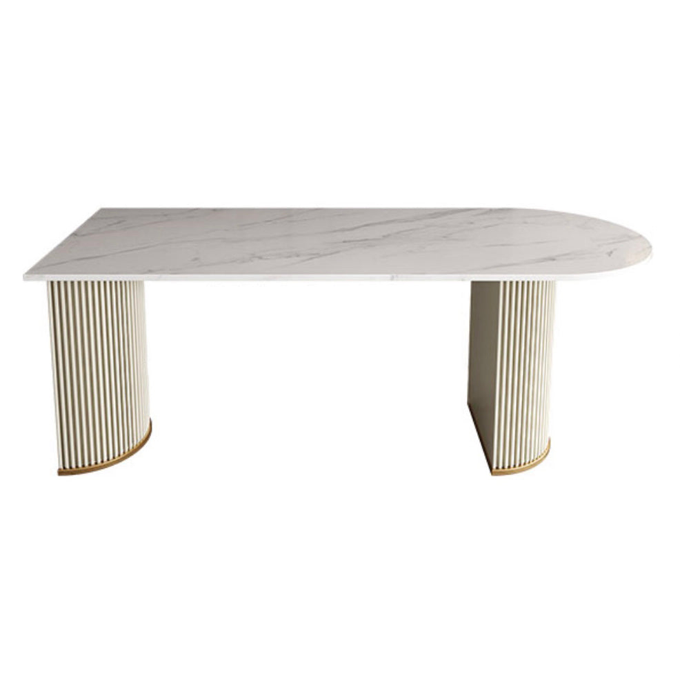 Oval Shape Modern Style Dining Table White Fixed Table with Sintered Stone Clearhalo ' dining_table' 'Dining Tables & Seating' 'Dining Tables' 'furn' 'furn_dining_table' 'Furniture' 'furniture_dining_table' 'Kitchen & Dining Furniture' 'kitchen&dining_furn' 'kitchen' 'kitchen_dining_table' 3649339