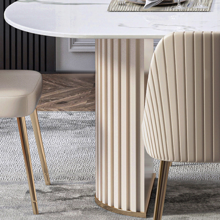 Oval Shape Modern Style Dining Table White Fixed Table with Sintered Stone Clearhalo ' dining_table' 'Dining Tables & Seating' 'Dining Tables' 'furn' 'furn_dining_table' 'Furniture' 'furniture_dining_table' 'Kitchen & Dining Furniture' 'kitchen&dining_furn' 'kitchen' 'kitchen_dining_table' 3649340