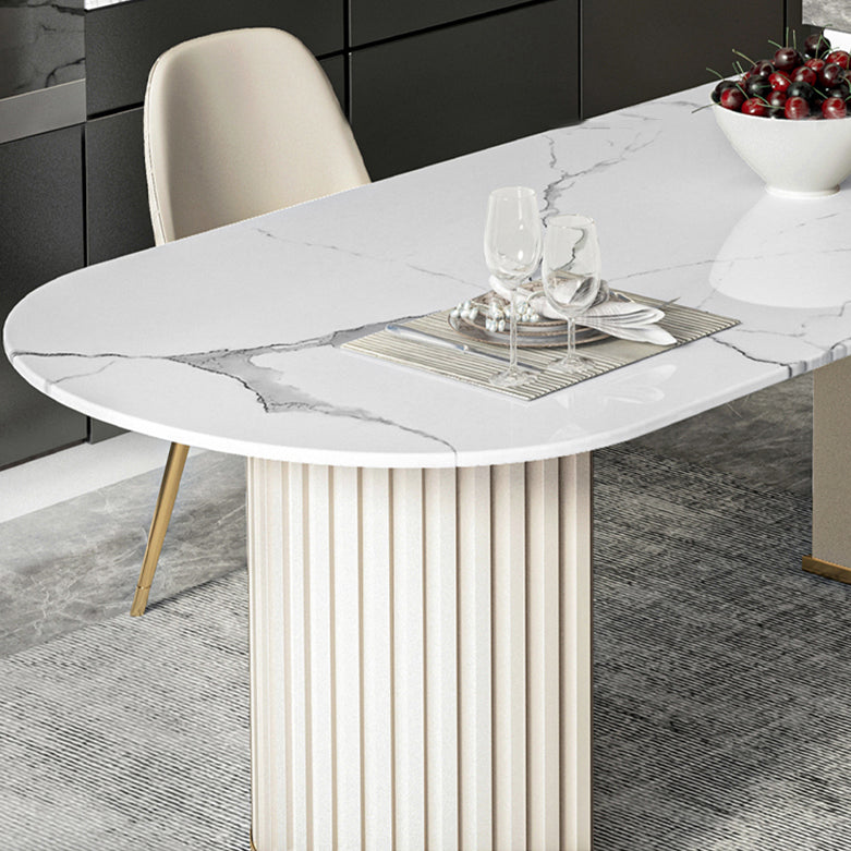 Oval Shape Modern Style Dining Table White Fixed Table with Sintered Stone Clearhalo ' dining_table' 'Dining Tables & Seating' 'Dining Tables' 'furn' 'furn_dining_table' 'Furniture' 'furniture_dining_table' 'Kitchen & Dining Furniture' 'kitchen&dining_furn' 'kitchen' 'kitchen_dining_table' 3649341