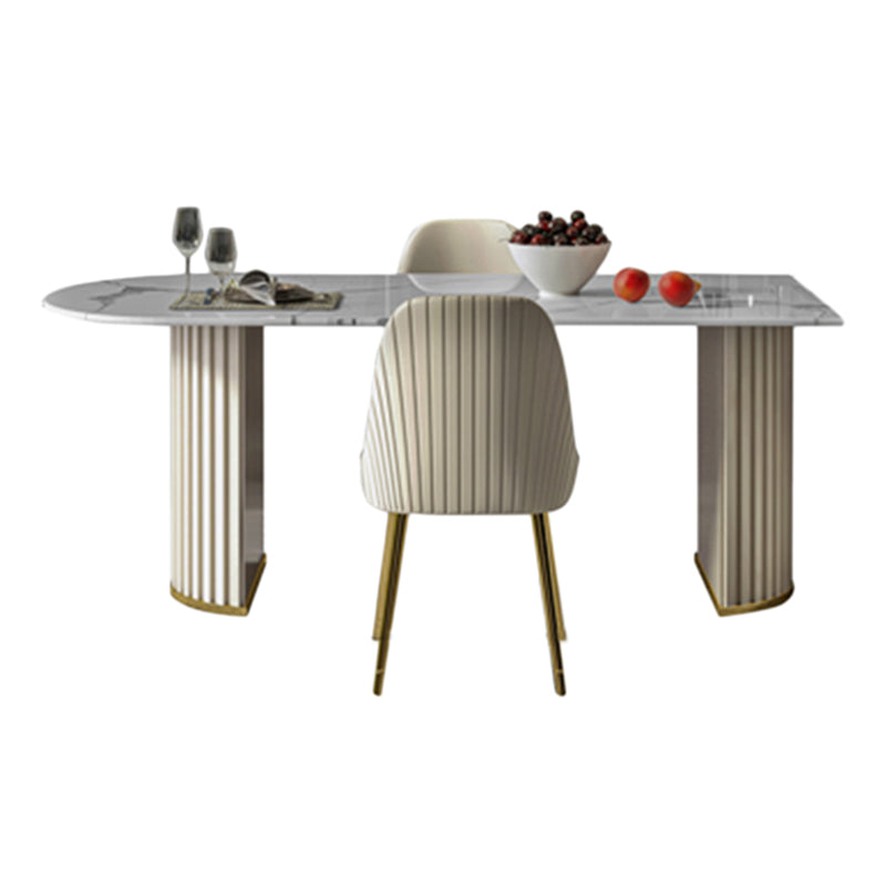 Oval Shape Modern Style Dining Table White Fixed Table with Sintered Stone Clearhalo ' dining_table' 'Dining Tables & Seating' 'Dining Tables' 'furn' 'furn_dining_table' 'Furniture' 'furniture_dining_table' 'Kitchen & Dining Furniture' 'kitchen&dining_furn' 'kitchen' 'kitchen_dining_table' 3649343