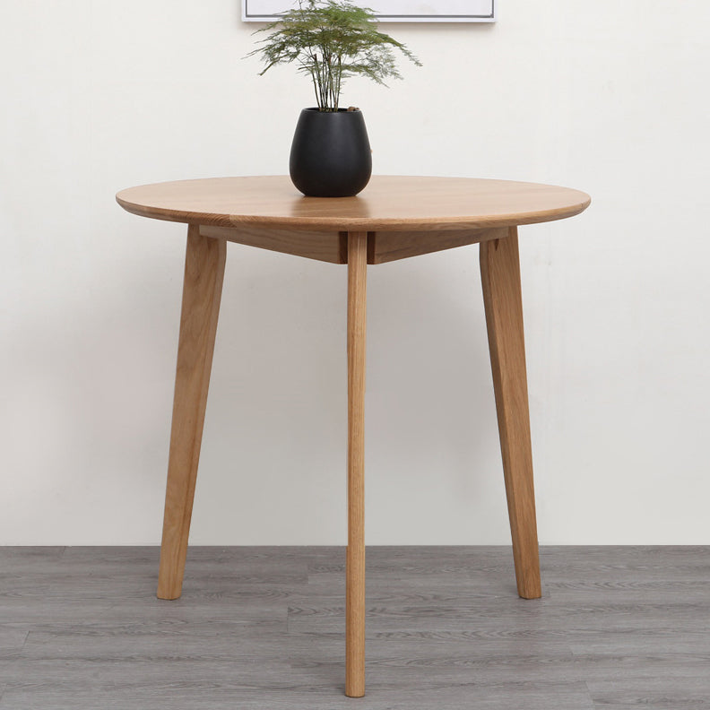Contemporary Round Dining Table Oak Solid Wood Table with 4 Legs for Dining Room Clearhalo ' dining_table' 'Dining Tables & Seating' 'Dining Tables' 'Furniture' 'furniture_dining_table' 'Kitchen & Dining Furniture' 'kitchen&dining_furn' 'kitchen' 'kitchen_dining_table' 3649346