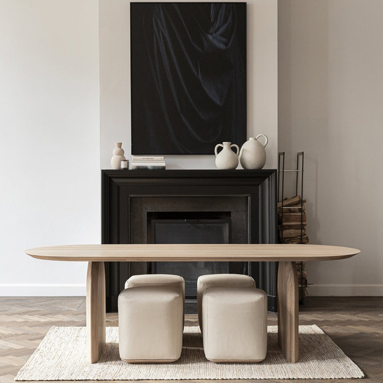 Oval Shape Double Pedestal Modern Dining Table Wood Color Fixed Table of Solid Wood Clearhalo ' dining_table' 'Dining Tables & Seating' 'Dining Tables' 'furn' 'furn_dining_table' 'Furniture' 'furniture_dining_table' 'Kitchen & Dining Furniture' 'kitchen&dining_furn' 'kitchen' 'kitchen_dining_table' 3649357