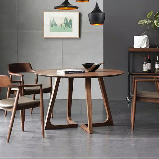 Modern Round Shape Solid Wood Dining Table Kitchen Standard Dining Table with Double Pedestal 59.1"L x 59.1"W x 29.5"H Without Chairs Clearhalo ' dining_table' 'Dining Tables & Seating' 'Dining Tables' 'furn' 'furn_dining_table' 'Furniture' 'furniture_dining_table' 'Kitchen & Dining Furniture' 'kitchen&dining_furn' 'kitchen' 'kitchen_dining_table' 3649378