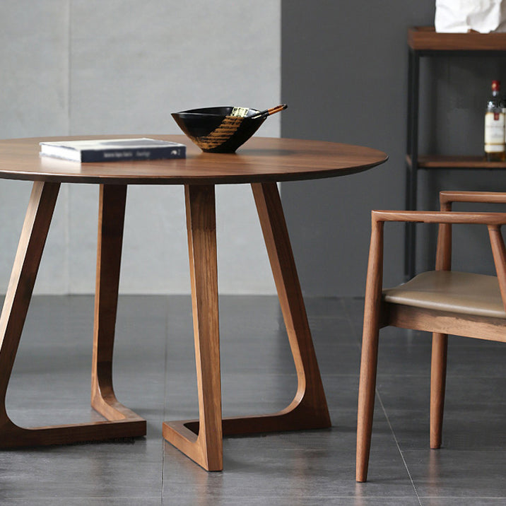 Modern Round Shape Solid Wood Dining Table Kitchen Standard Dining Table with Double Pedestal Clearhalo ' dining_table' 'Dining Tables & Seating' 'Dining Tables' 'furn' 'furn_dining_table' 'Furniture' 'furniture_dining_table' 'Kitchen & Dining Furniture' 'kitchen&dining_furn' 'kitchen' 'kitchen_dining_table' 3649380