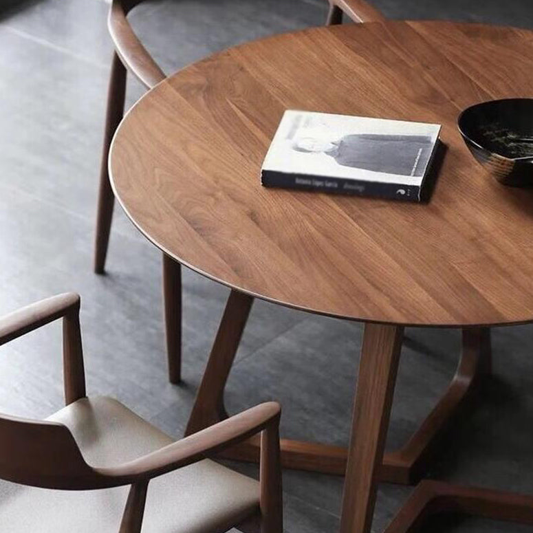 Modern Round Shape Solid Wood Dining Table Kitchen Standard Dining Table with Double Pedestal Clearhalo ' dining_table' 'Dining Tables & Seating' 'Dining Tables' 'furn' 'furn_dining_table' 'Furniture' 'furniture_dining_table' 'Kitchen & Dining Furniture' 'kitchen&dining_furn' 'kitchen' 'kitchen_dining_table' 3649383